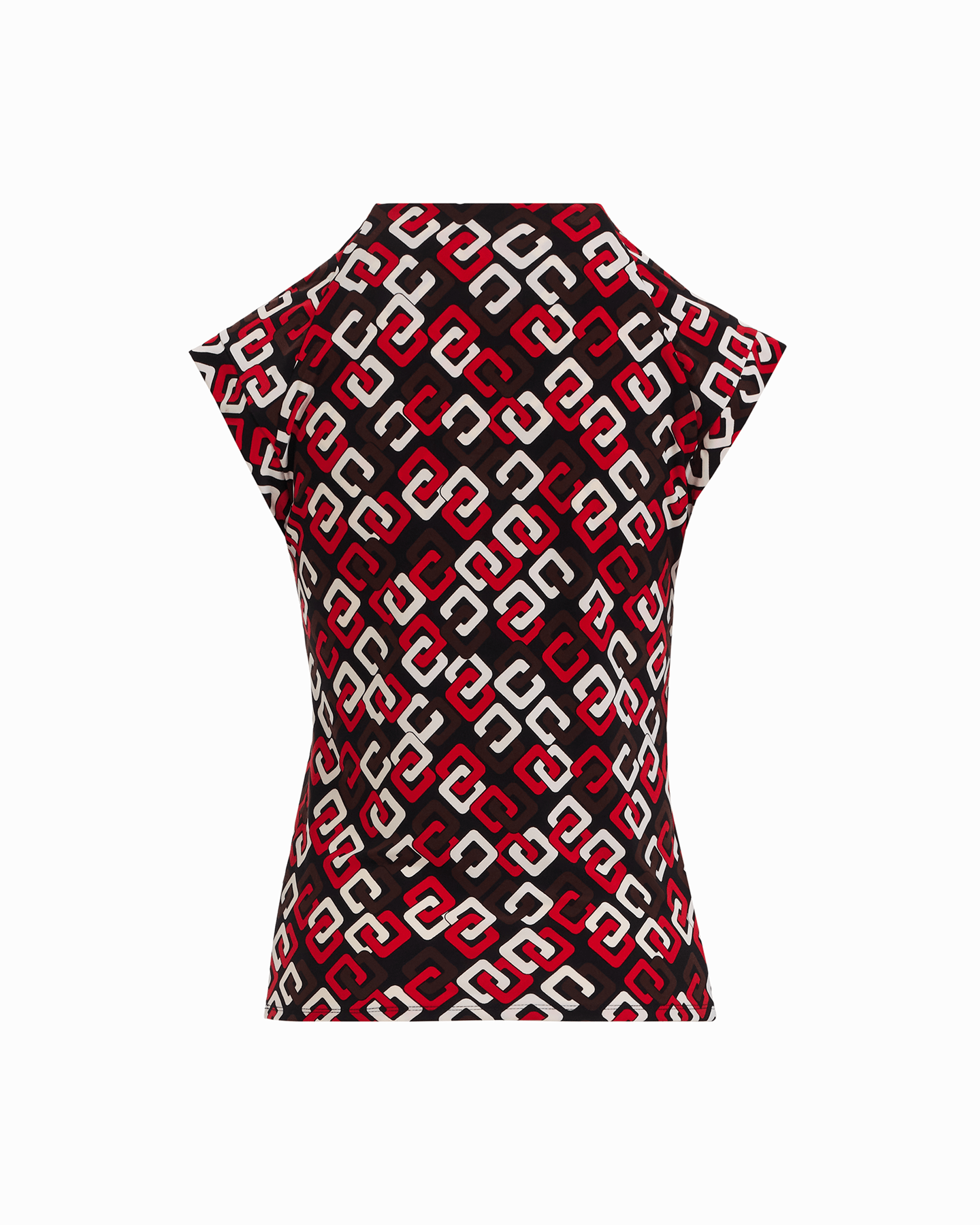 V-Neck Short Sleeve Pullover Top in BEGONIA RED MLT - Anne Klein BEGONIA RED MLT