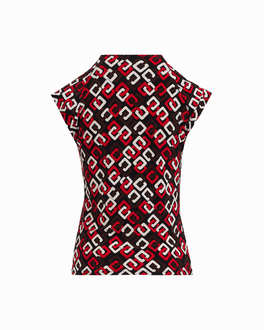 V-Neck Short Sleeve Pullover Top in BEGONIA RED MLT - Anne Klein BEGONIA RED MLT