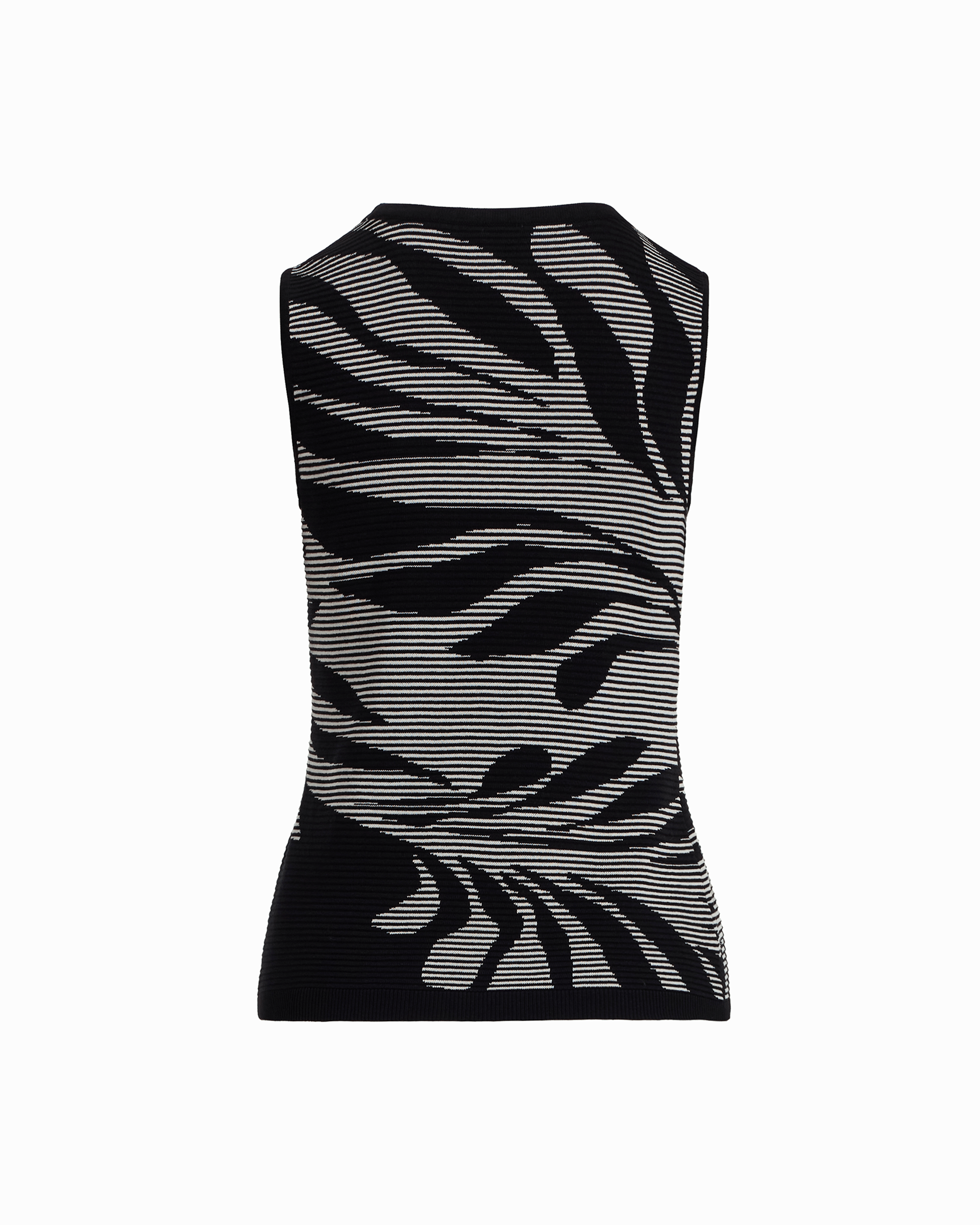 Ottoman Jacquard Sleeveless Tank - Anne Klein ANNE BLACK/WHITE DOVE