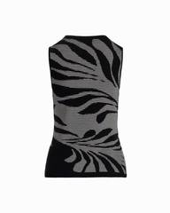 Ottoman Jacquard Sleeveless Tank - Anne Klein ANNE BLACK/WHITE DOVE