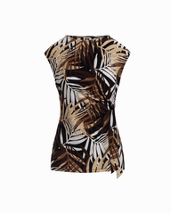 Extended Shoulder Crew Neck Top with Side Tie - Anne Klein ANNE BLACK MULTI