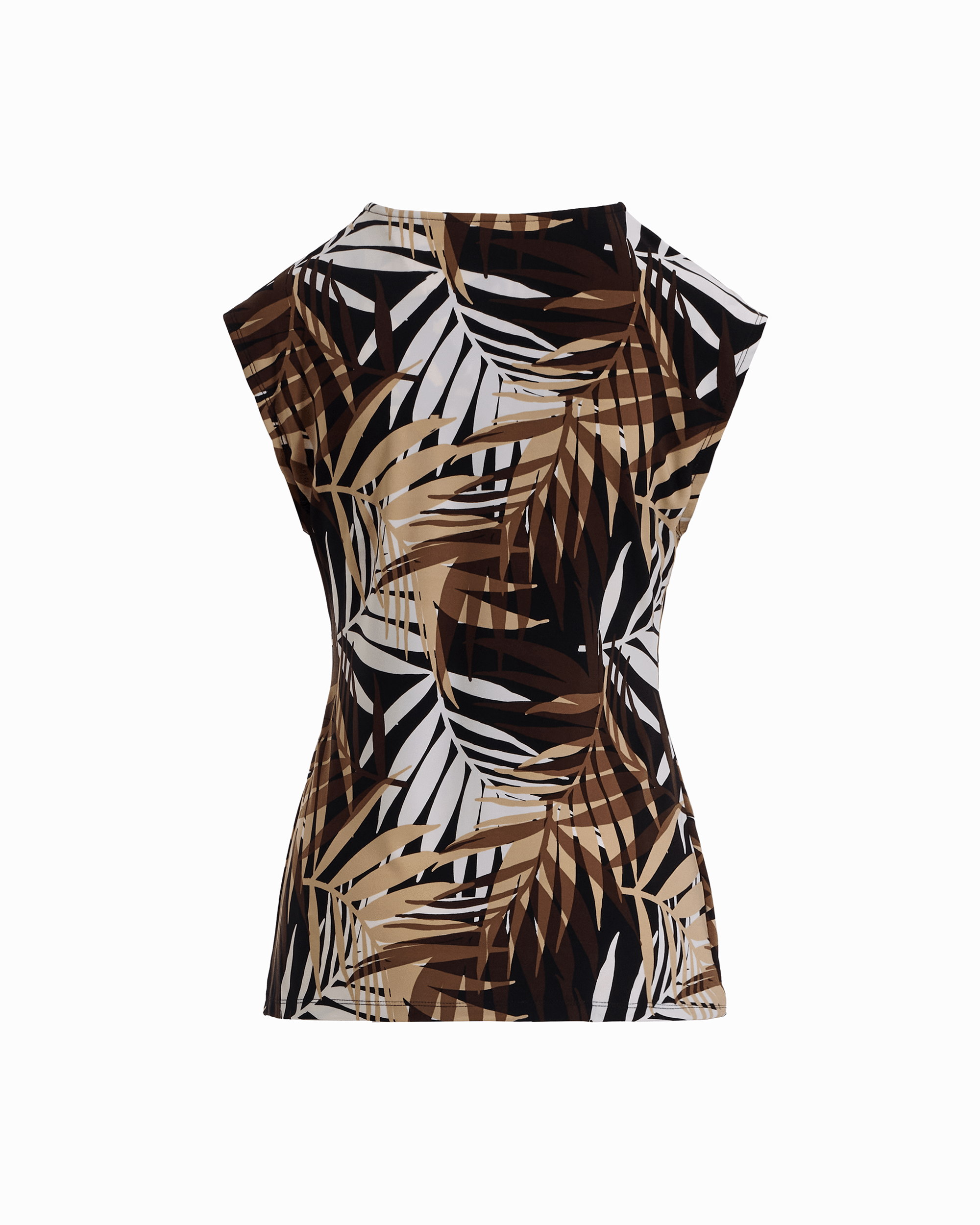 Extended Shoulder Crew Neck Top with Side Tie - Anne Klein ANNE BLACK MULTI