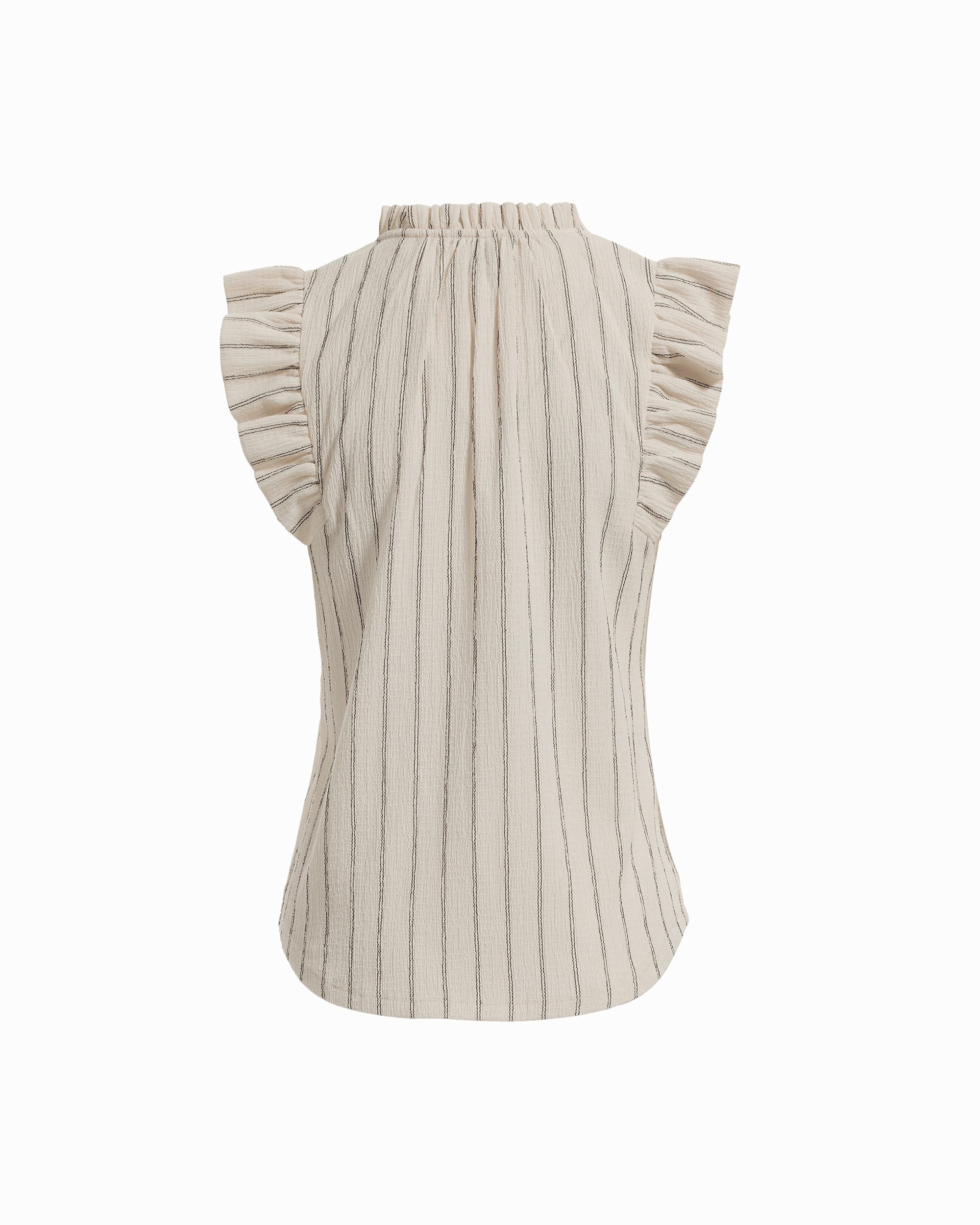 Flutter Sleeve Split Neck Top in WHITE DOVE / ANNEBLACK - Anne Klein WHITE DOVE/ANNEBLACK