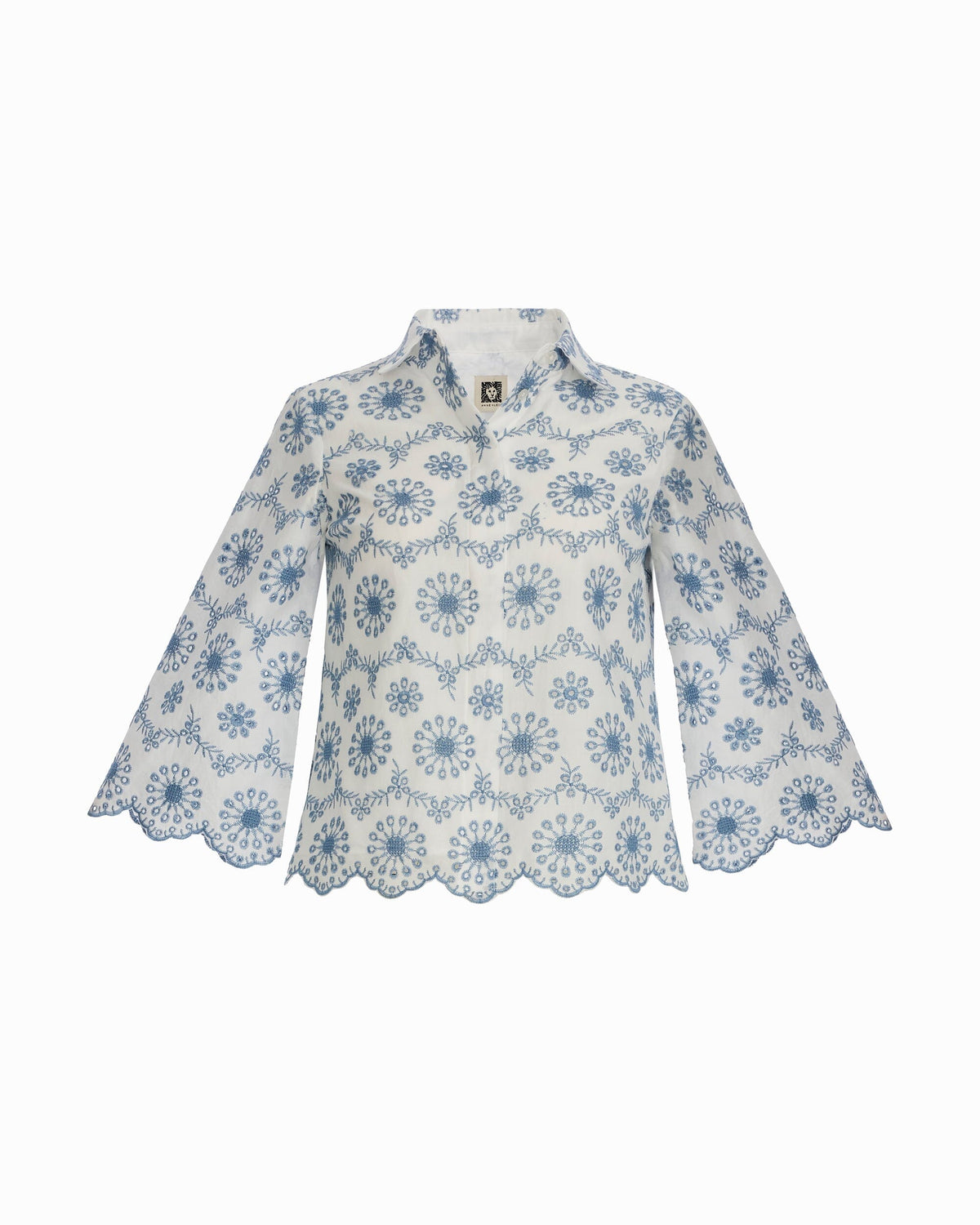 Button-Front Scallop Hem Shirt - Anne Klein CRISP WHT/LAGN