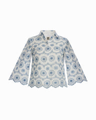Button-Front Scallop Hem Shirt - Anne Klein CRISP WHT/LAGN