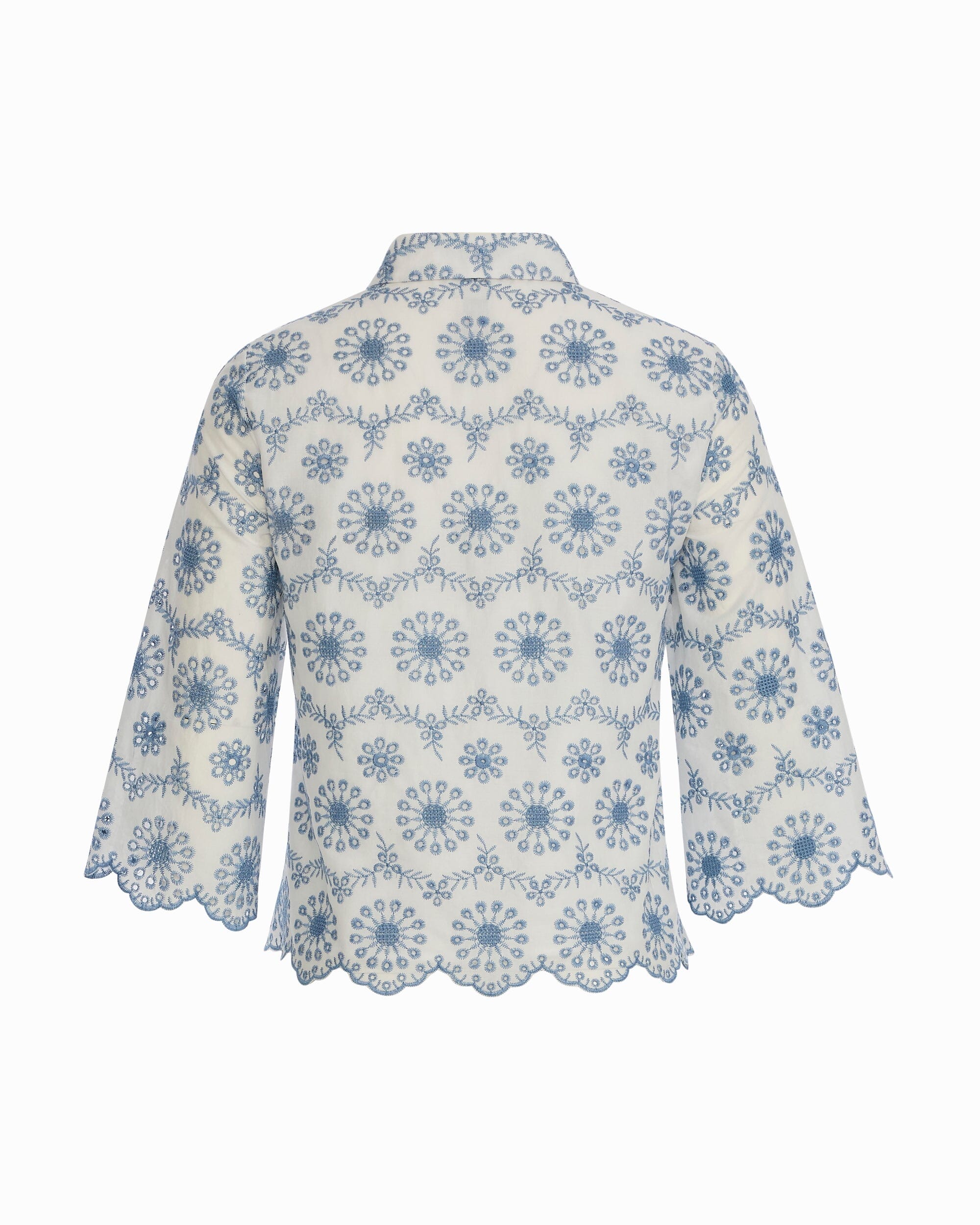 Button-Front Scallop Hem Shirt - Anne Klein CRISP WHT/LAGN