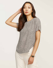 Petite Bateau Neck Blouse, Mini Dot Print - Anne Klein Anne White/Anne Black