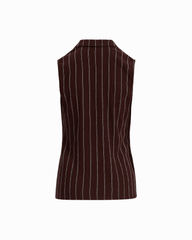 Sleeveless Notch Neck Wrap Top in DK CHOC / WHT DV - Anne Klein DK CHOC/WHT DV