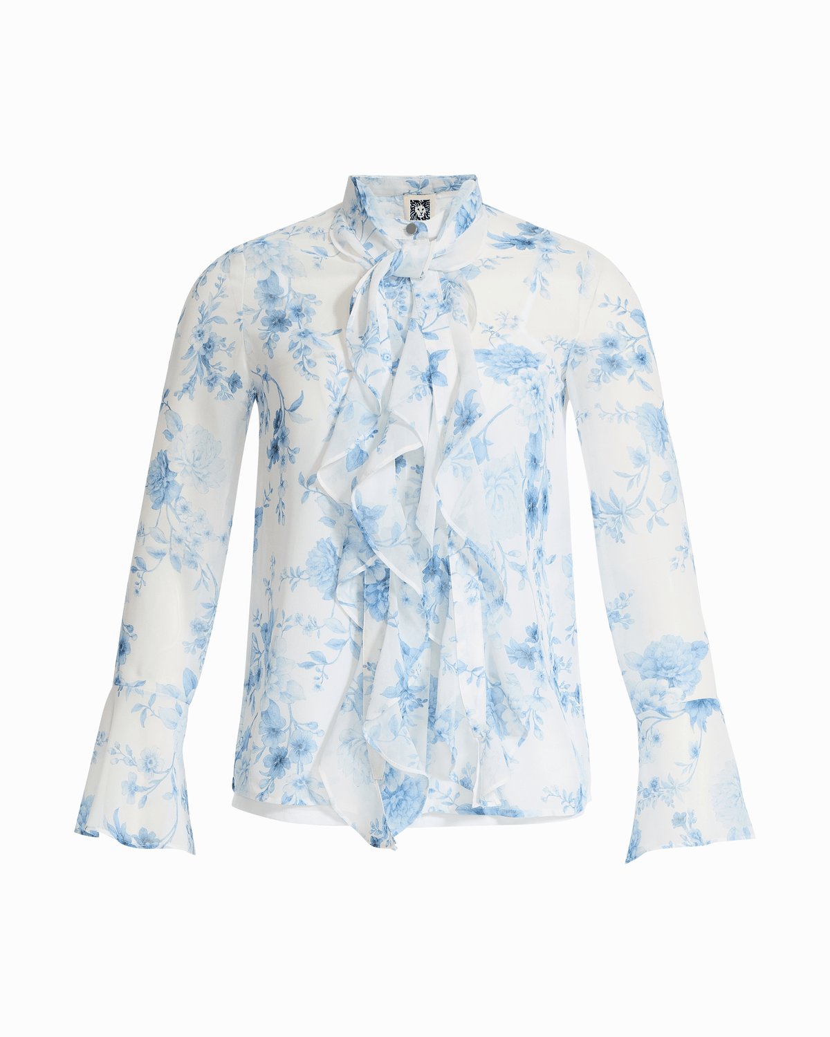 Ruffle Tie Neck Petite Blouse - Anne Klein CRISP WHITE MLT