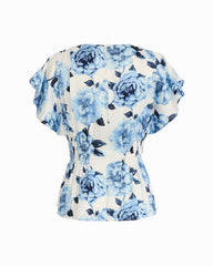 Smocked Flutter Sleeve Petite Blouse - Anne Klein CRISP WHITE MLT