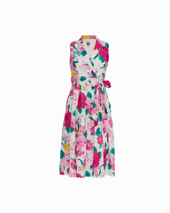 Notched Collar Wrap Dress Petite - Anne Klein CRISP WHITE MULTI