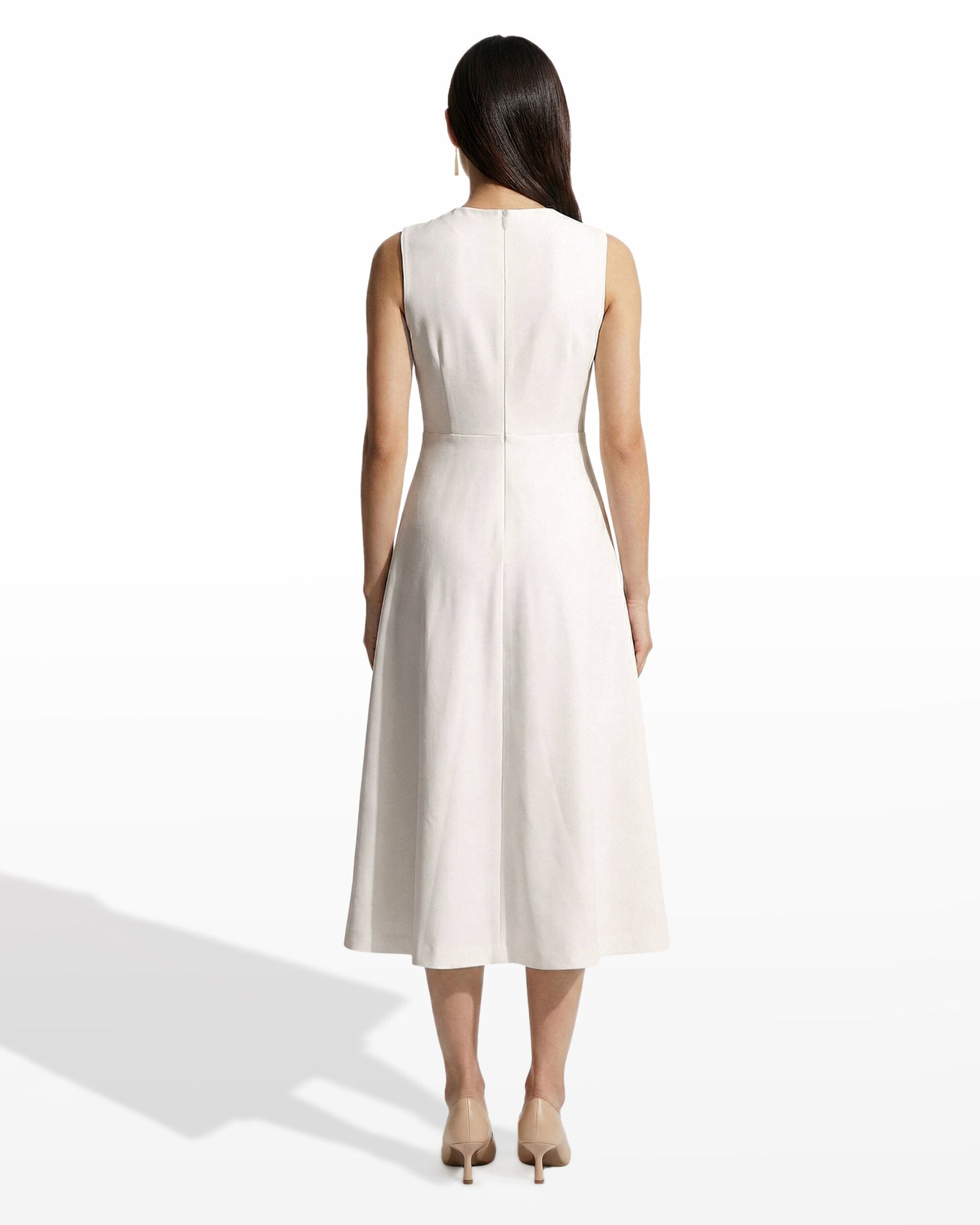 Crew Neck A-line Midi Dress - Anne Klein WHITE DOVE MULTI