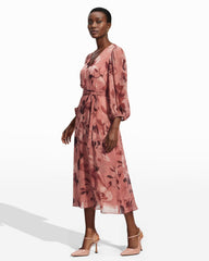 Three Quarter Sleeve Midi Dress - Anne Klein Rose Mist Multi