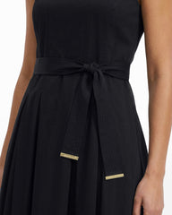 Paneled Bodice Jewel Neck Midi Dress - Anne Klein ANNE BLACK