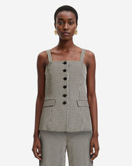 Front Button Vest - Anne Klein Anne Black Multi