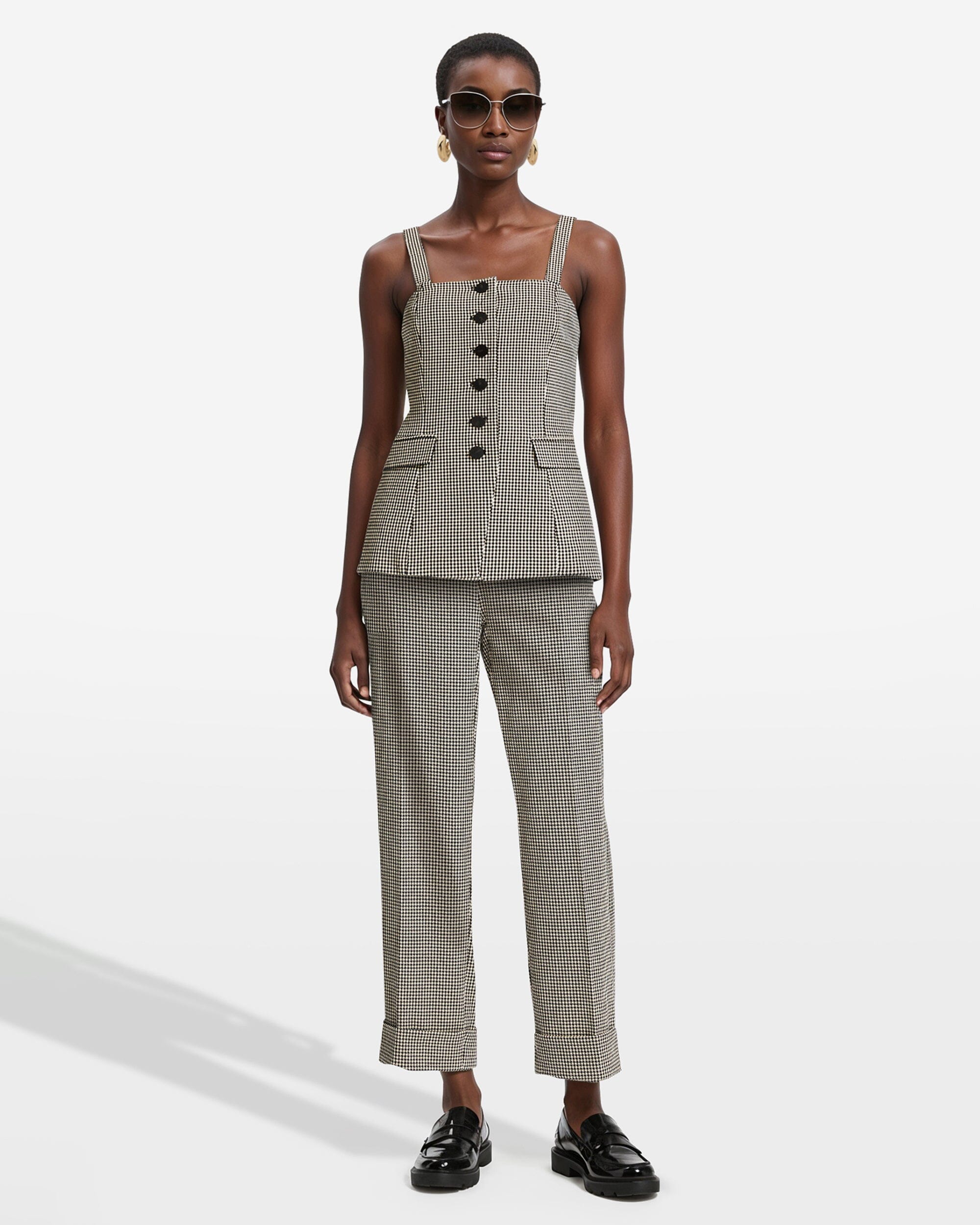 Front Button Vest - Anne Klein Anne Black Multi