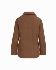 Long Sleeve Button-Down Shirt with Roll Cuff - Anne Klein MUSHROOM