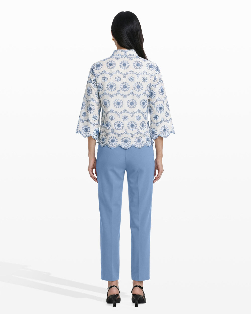 Button Front Shirt with Scallop Hem - Anne Klein CRISP WHT/LAGN