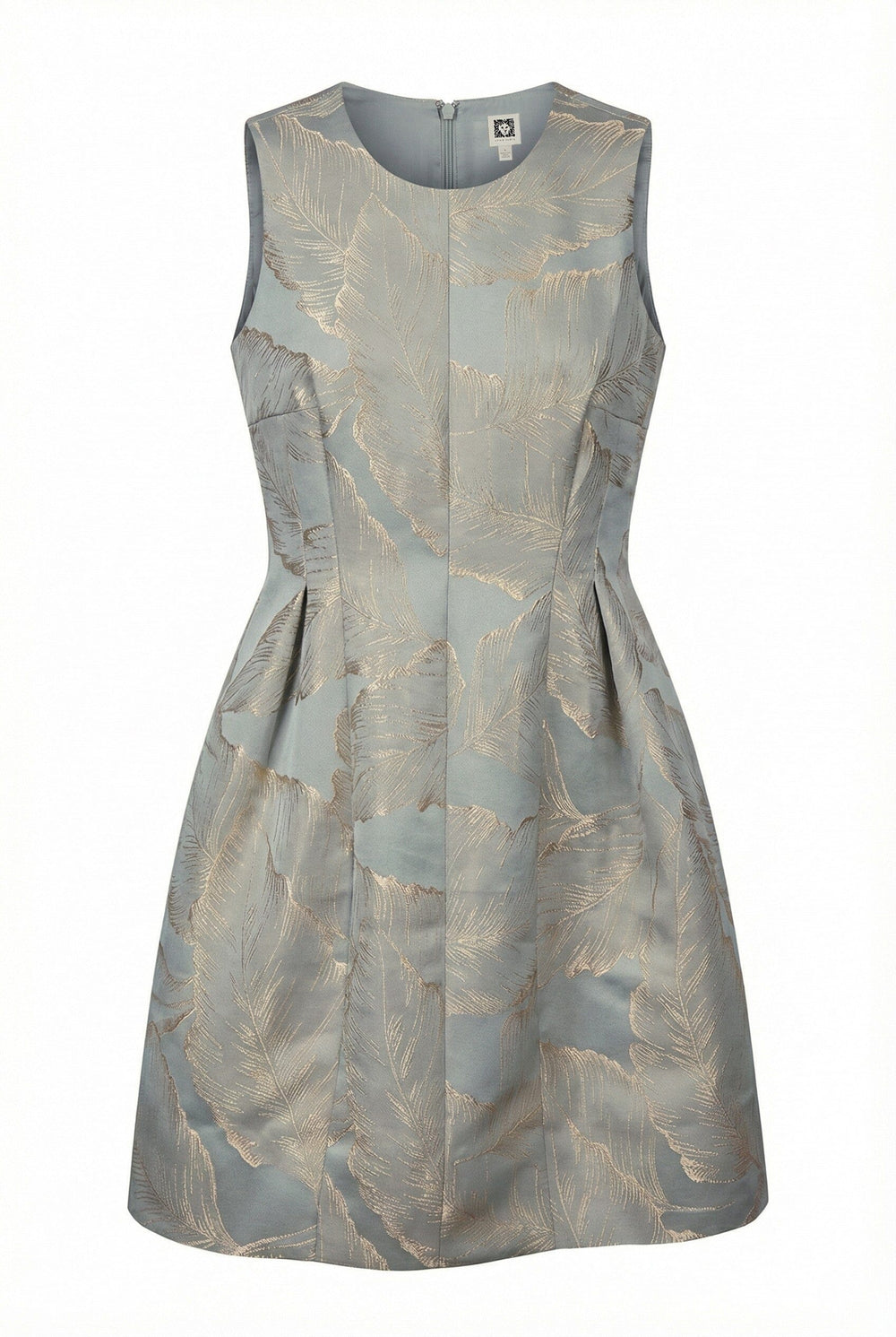 Satin Fit & Flare Dress with Pleats - Anne Klein Soft Aloe/Gold
