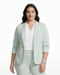 Plus Size Shawl Collar Open Front Jacket - Anne Klein Soft Aloe