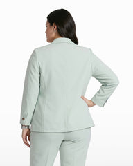 Plus Size Shawl Collar Open Front Jacket - Anne Klein Soft Aloe