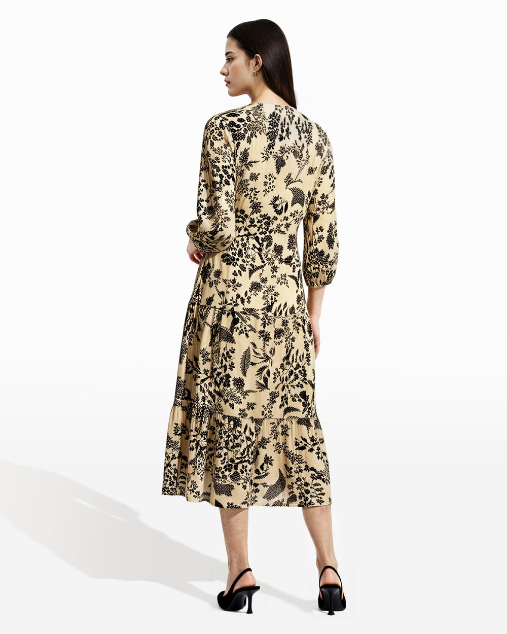 Tiered Patio Dress - Anne Klein Swan White/Anne Blk