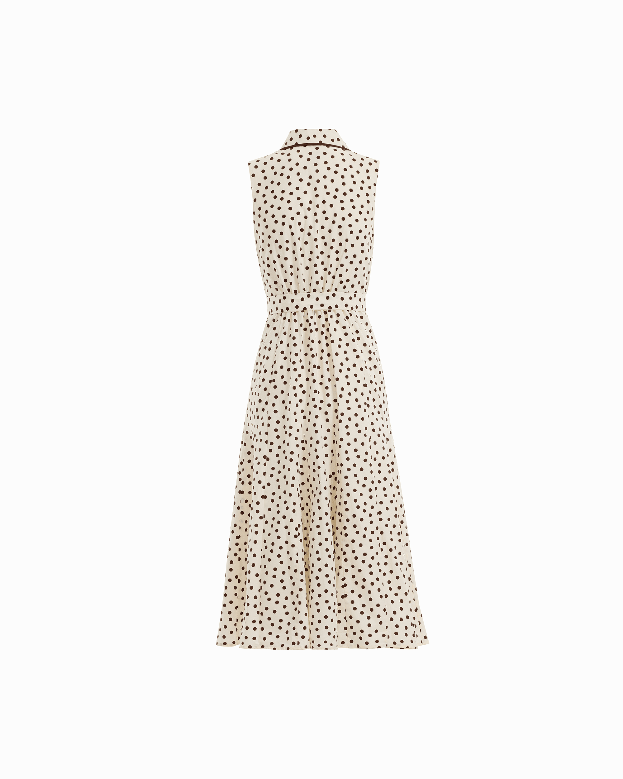 Collared Sleeveless Godet Midi Shirt Dress in WHT DV / DK CHOC | Anne - Anne Klein WHT DV/DK CHOC
