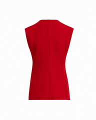Four-Button Sleeveless Vest Jacket - Anne Klein BEGONIA RED