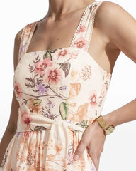 Tiered A Line Classic Midi - Anne Klein White Dove Multi