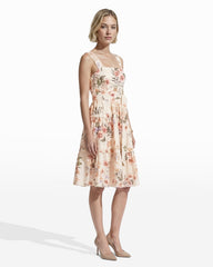 Tiered A Line Classic Midi - Anne Klein White Dove Multi