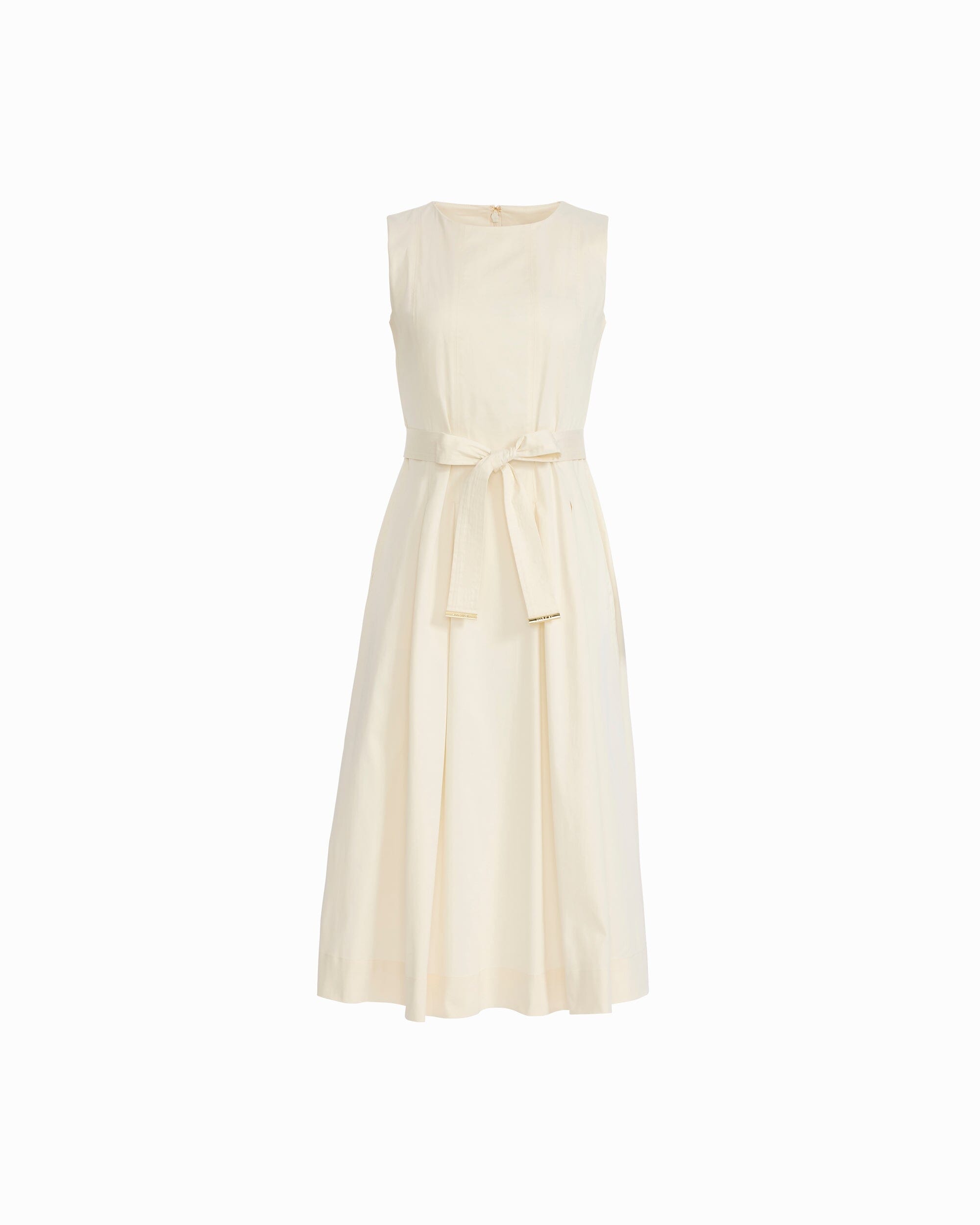 Paneled Bodice Jewel Neck Midi Dress - Anne Klein WHITE DOVE