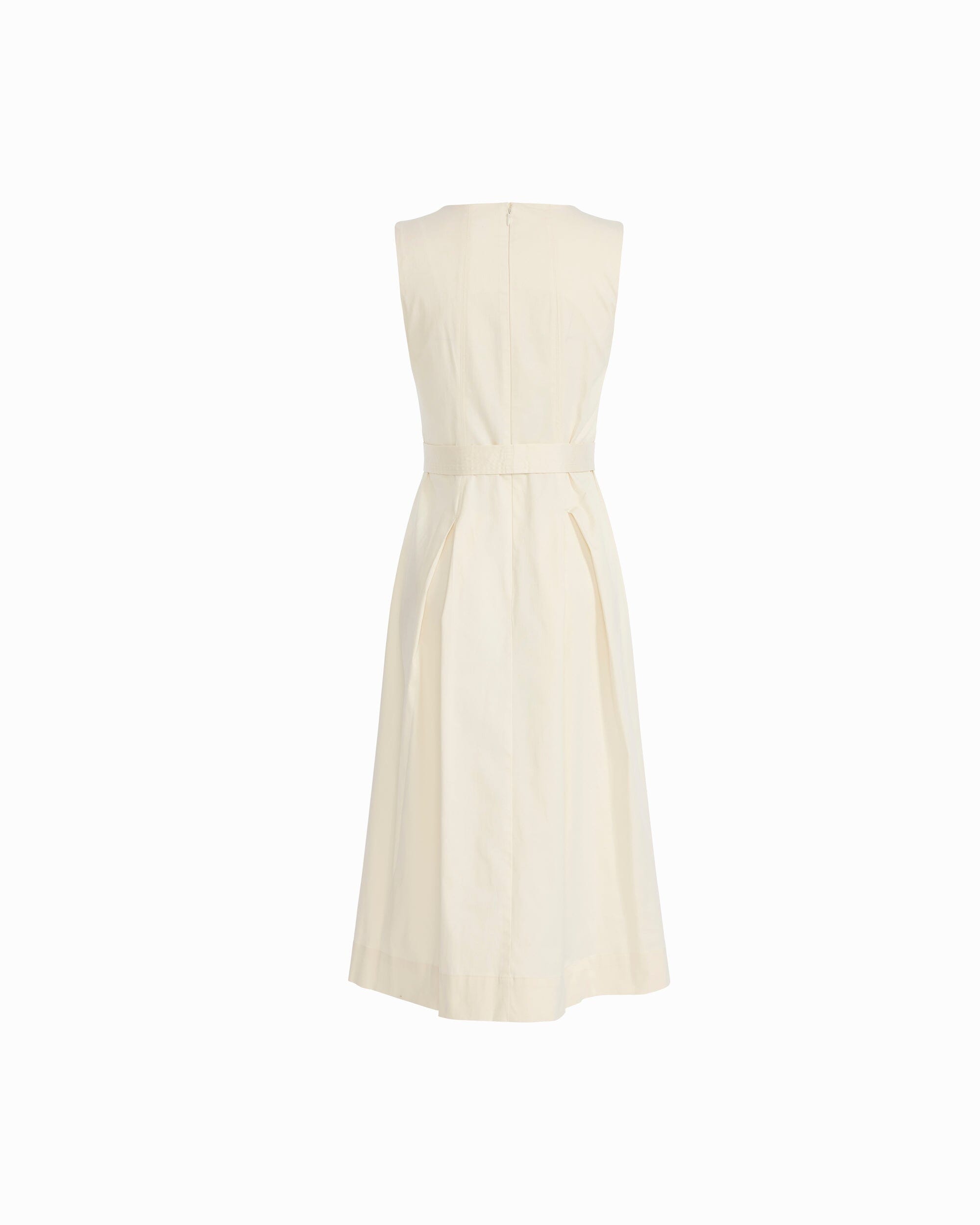 Paneled Bodice Jewel Neck Midi Dress - Anne Klein WHITE DOVE