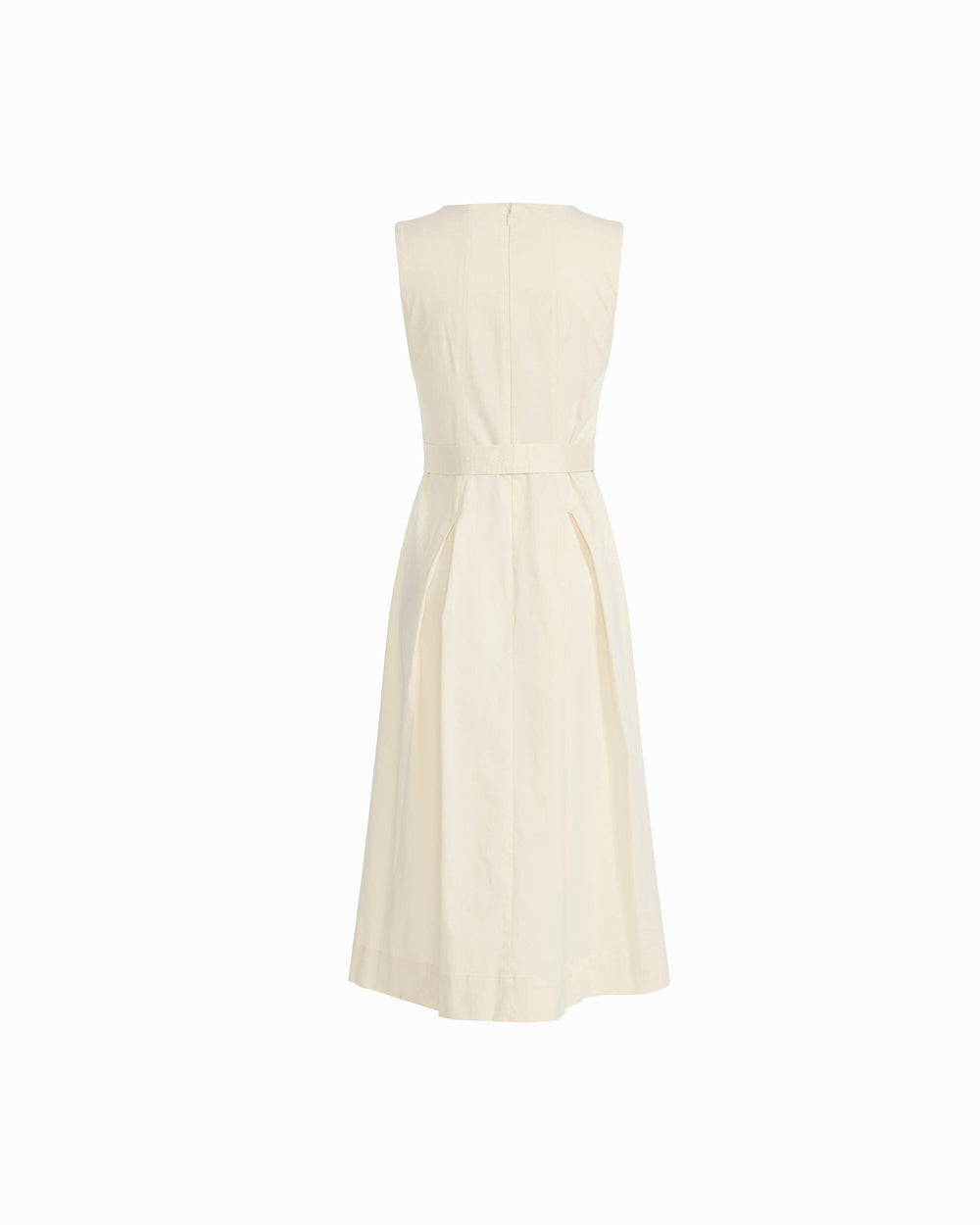 Paneled Bodice Jewel Neck Midi Dress - Anne Klein WHITE DOVE