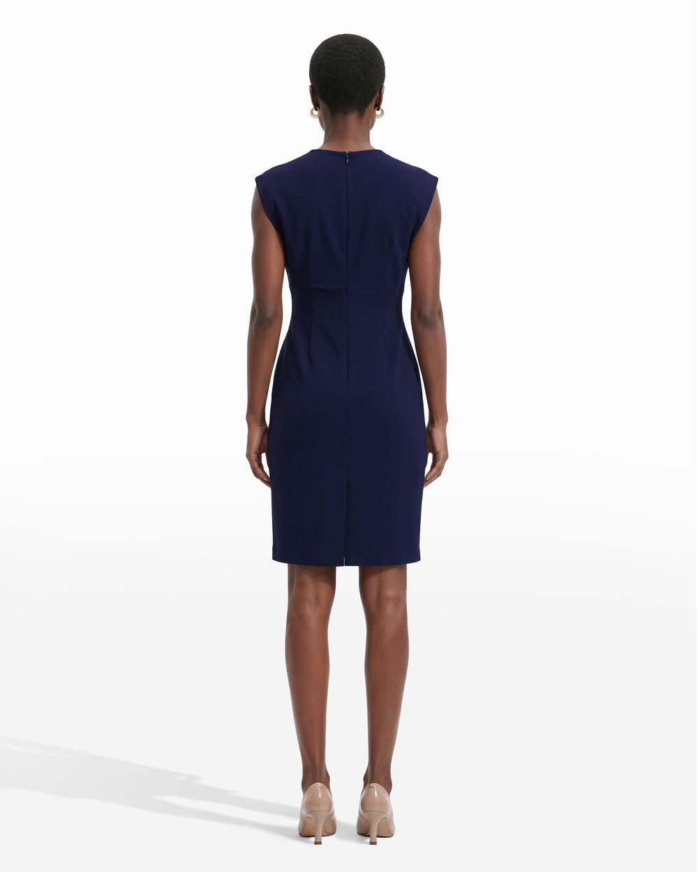 Pleated Bodice Sheath Dress - Anne Klein DEEP NAVY