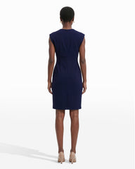 Pleated Bodice Sheath Dress - Anne Klein DEEP NAVY