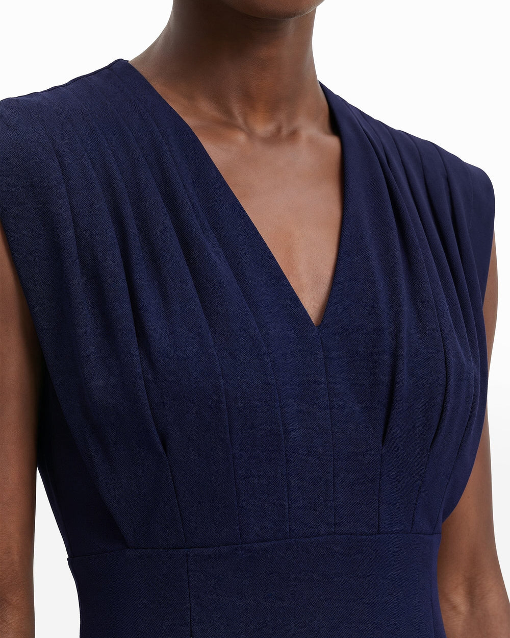 Pleated Bodice Sheath Dress - Anne Klein DEEP NAVY