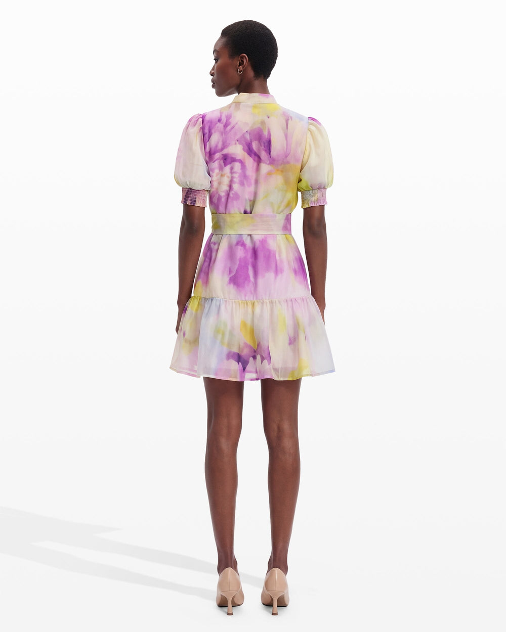Puff Sleeve Shirt Dress - Anne Klein PASTEL LILAC MULTI