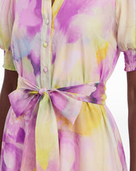 Puff Sleeve Shirt Dress - Anne Klein PASTEL LILAC MULTI