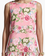 Boat Neck Flounce Shift Dress - Anne Klein CARNATION PINK MULT