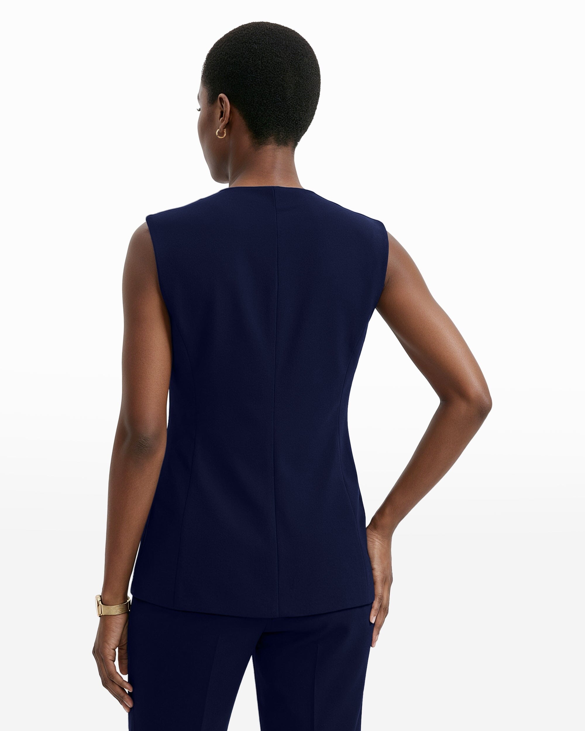 Four-Button Vest with Welt Pockets - Anne Klein DISTANT MOUNTAIN