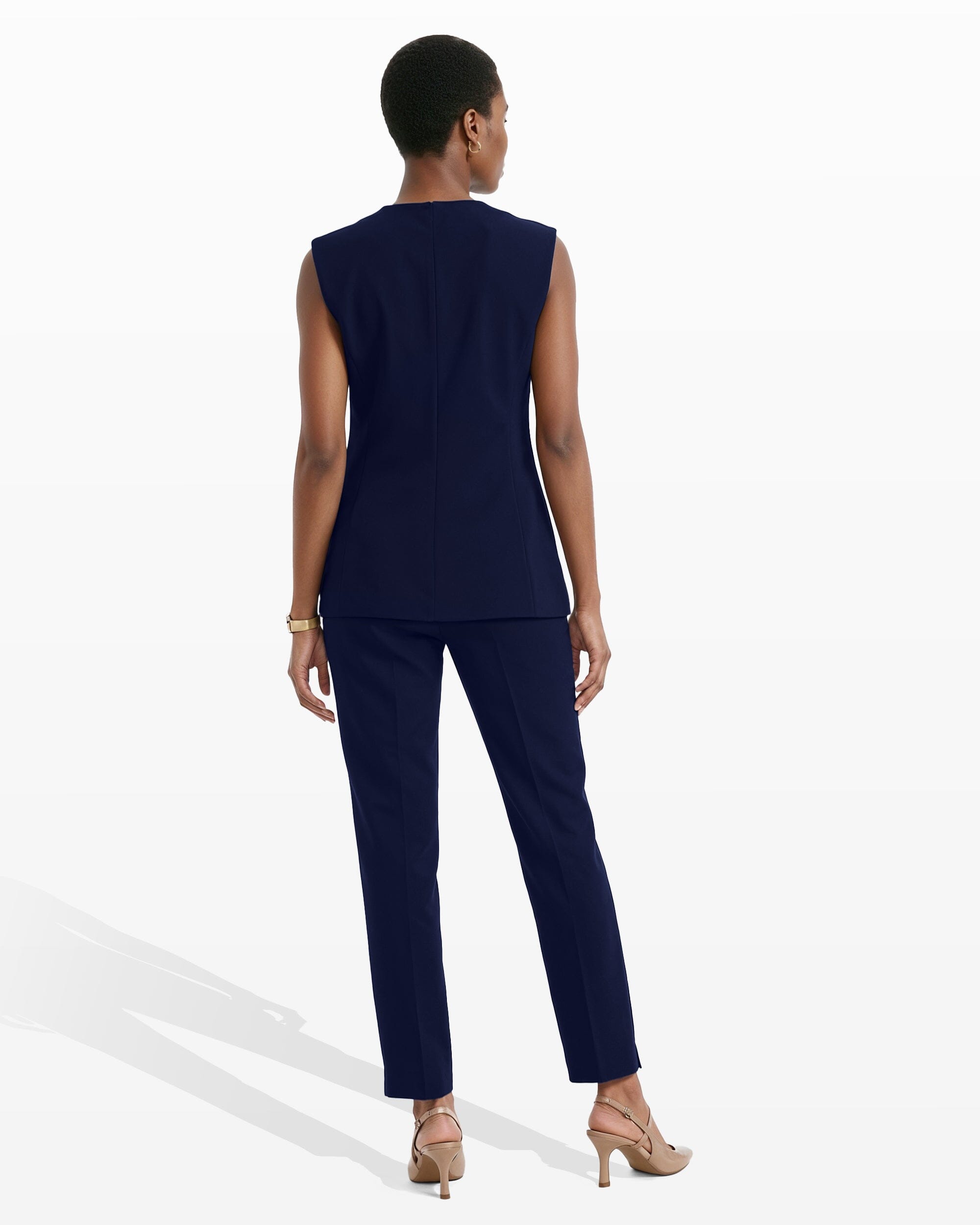 Four-Button Vest with Welt Pockets - Anne Klein DISTANT MOUNTAIN