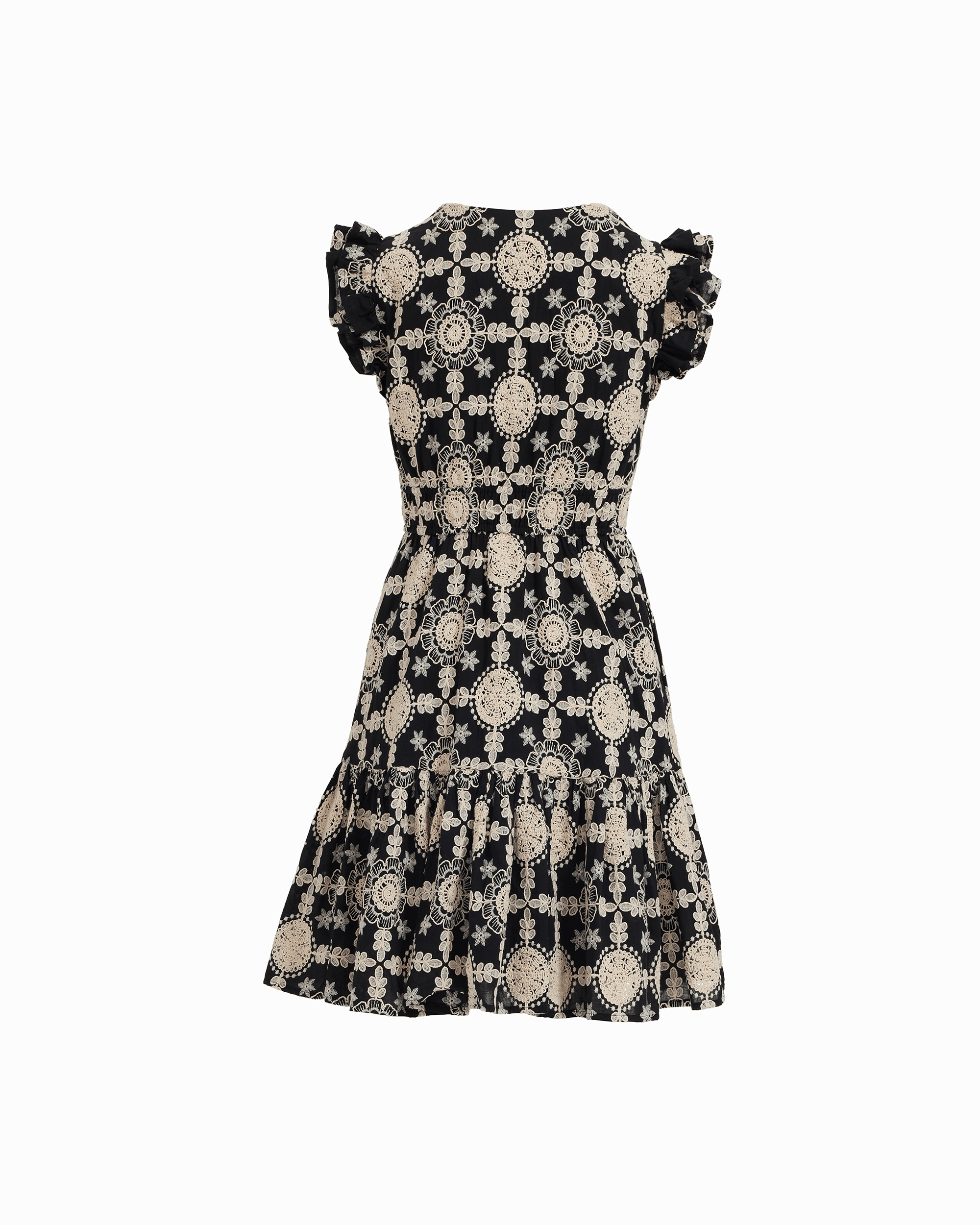 Petite V-Neck Short Dress with Ruffle Sleeves - Anne Klein ANNE BLACK/IVORY