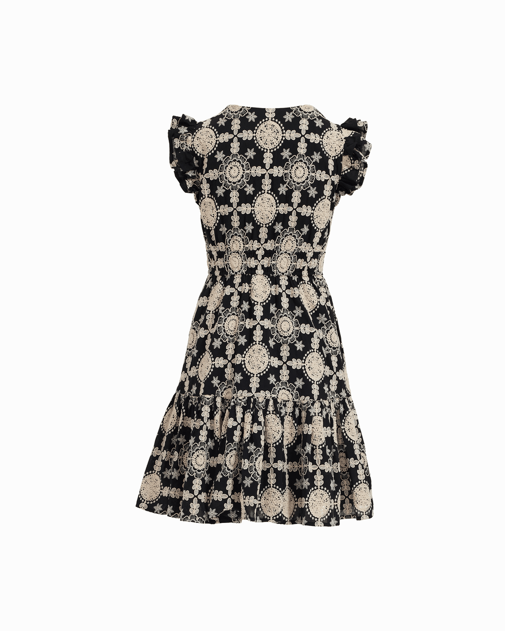 Petite V-Neck Short Dress with Ruffle Sleeves - Anne Klein ANNE BLACK/IVORY