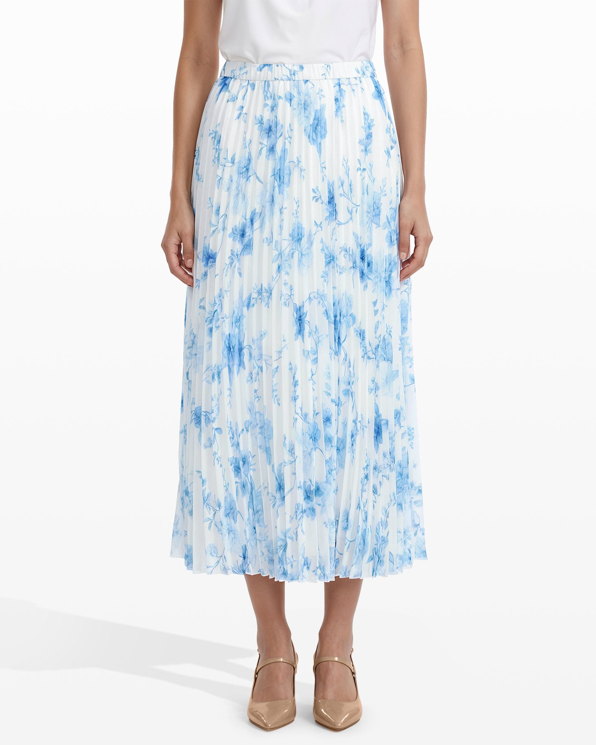 Pleated Lined Skirt - Anne Klein CRISP WHITE MLT