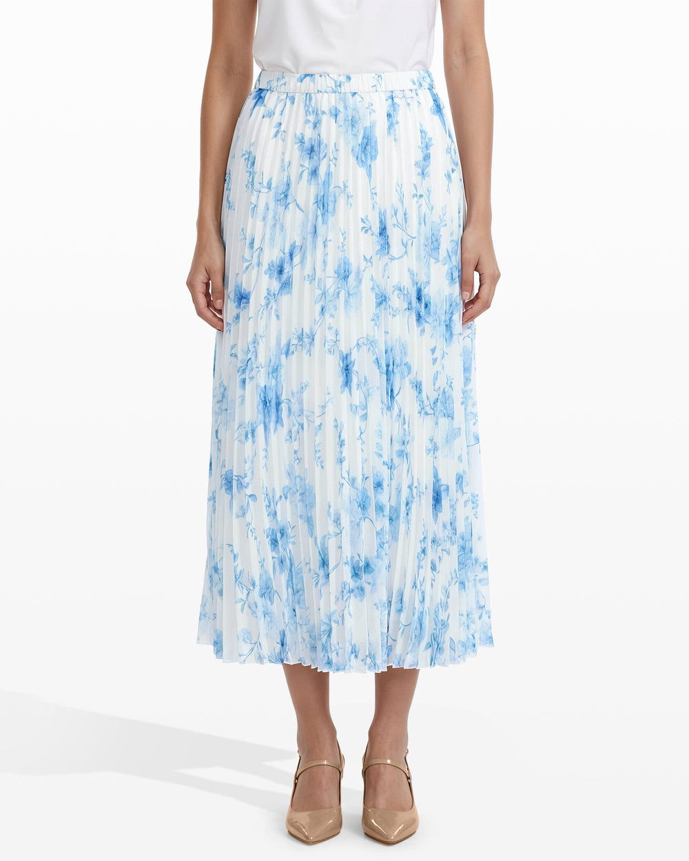 Pleated Lined Skirt - Anne Klein CRISP WHITE MLT