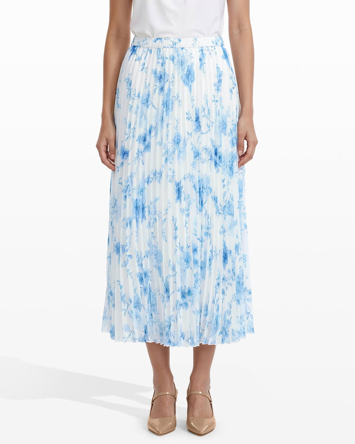 Pleated Lined Skirt - Anne Klein CRISP WHITE MLT