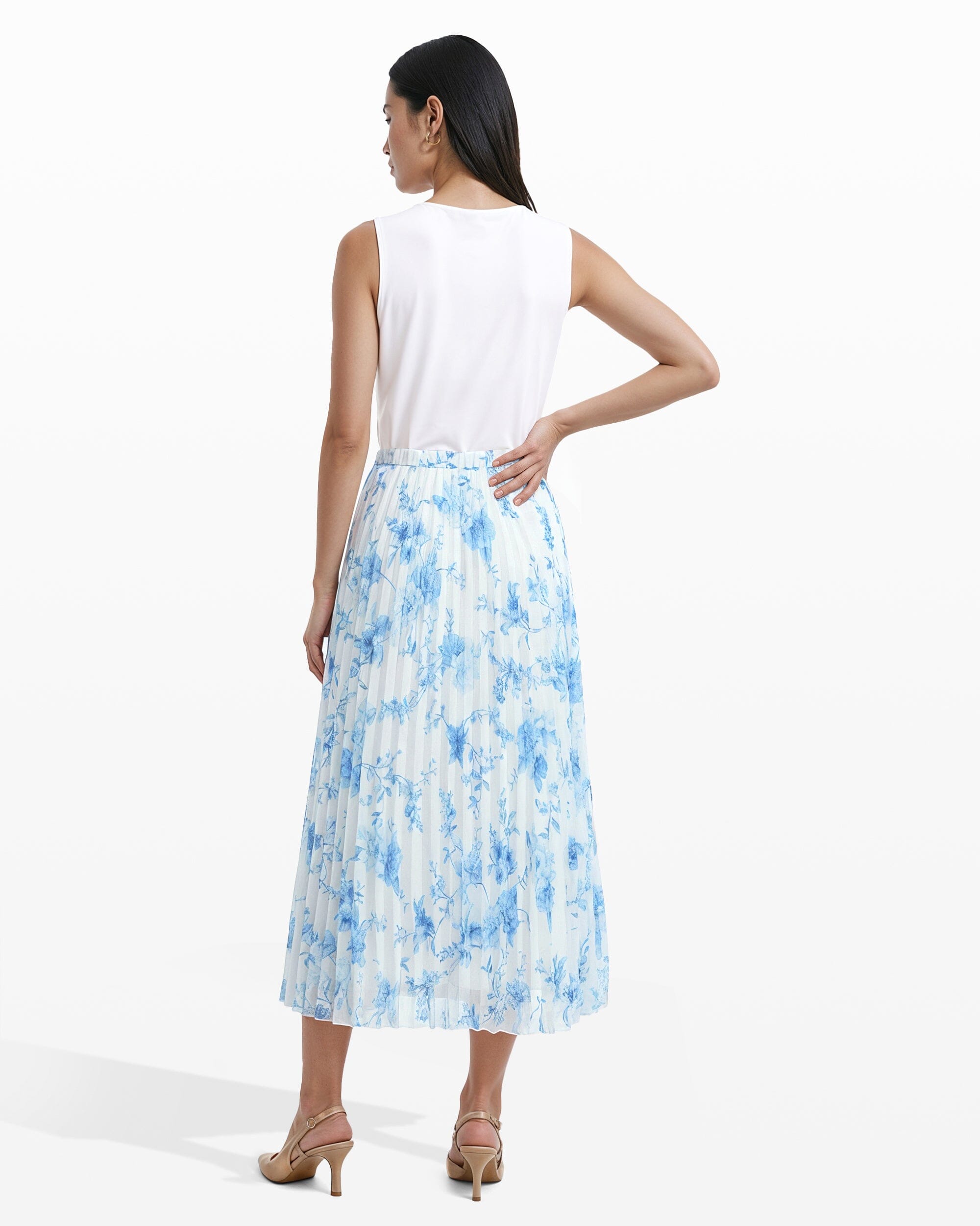 Pleated Lined Skirt - Anne Klein CRISP WHITE MLT