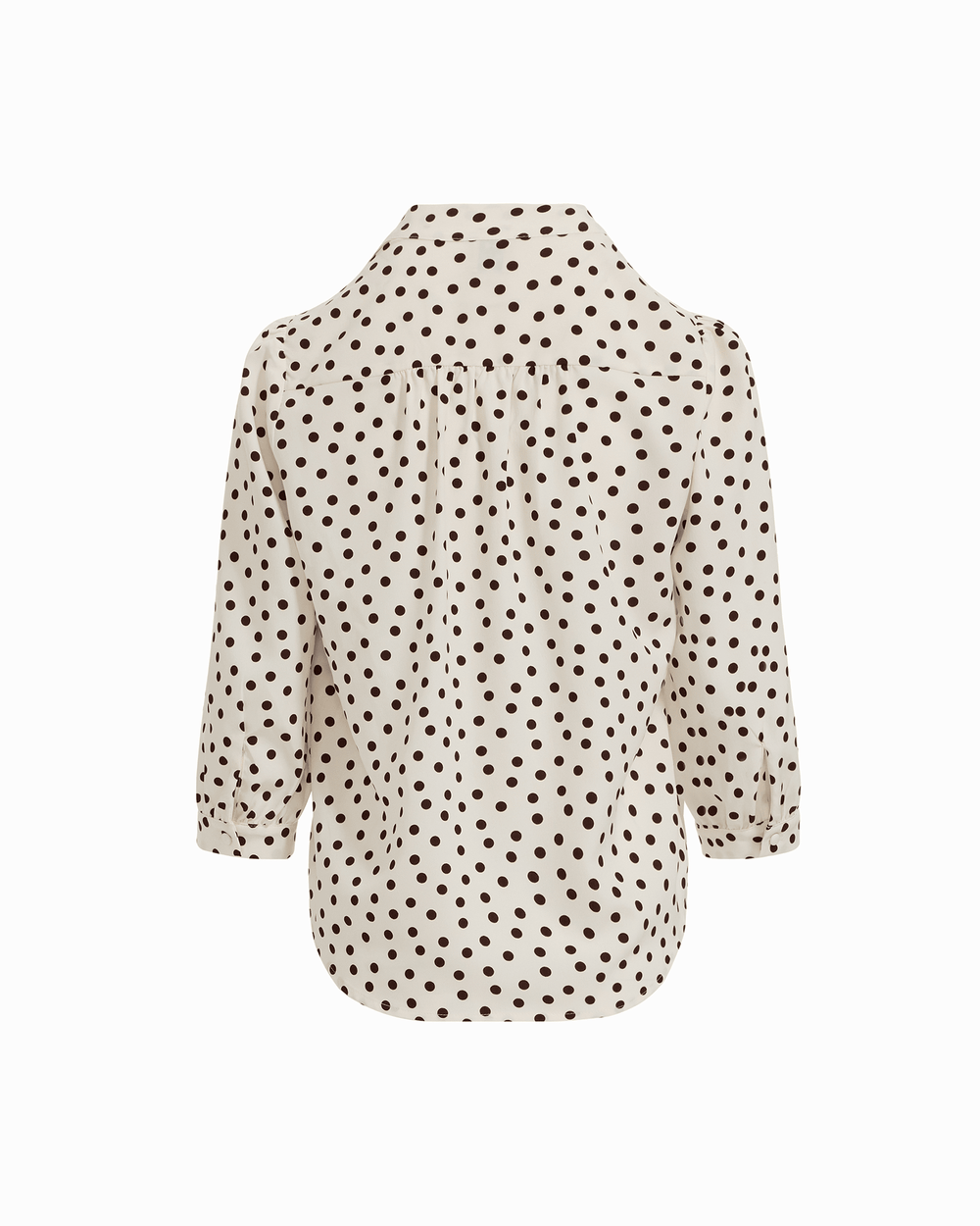 Y-Neck Blouse with Three-Quarter Sleeves in WHT DV / DK CHOC | Anne Kl - Anne Klein WHT DV/DK CHOC
