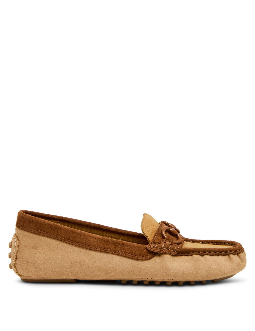 Chrystie Moccasin Loafer in Suede - Anne Klein Taupe Multi