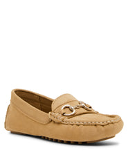 Chrystie Moccasin Loafer in Camel Suede - Anne Klein Tan Suede